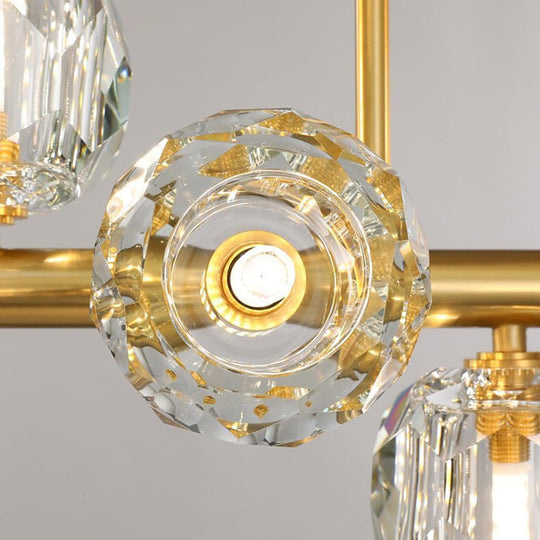 Gold Metal Crystal Globe Cluster LED Chandelier