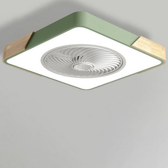 Round Square Integrated LED Bladeless Ceiling Fan with Remote Control
