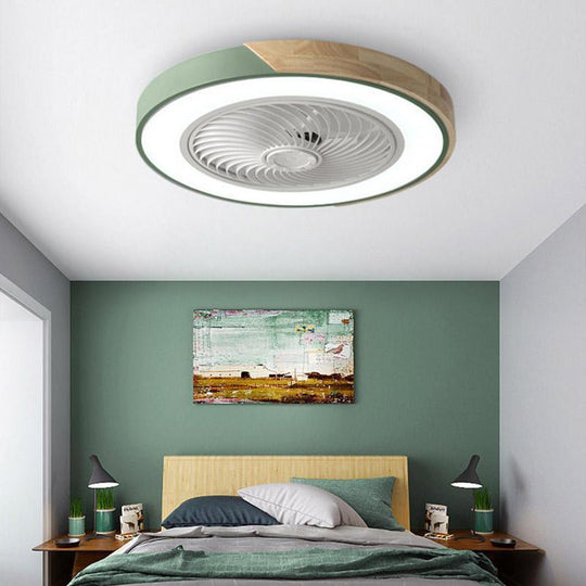 Round Square Integrated LED Bladeless Ceiling Fan with Remote Control