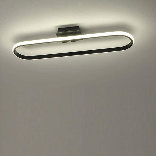 Rounded Rectangle Dimmable LED Contemporary Ceiling Light – Flush Mount Lighting