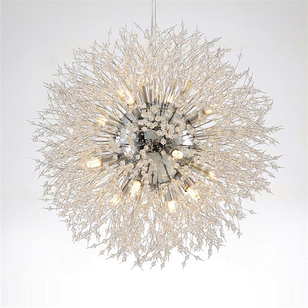 Chic Modern Metal Crystal Globe Chandelier Kitchen and Dining Room Ceiling Light