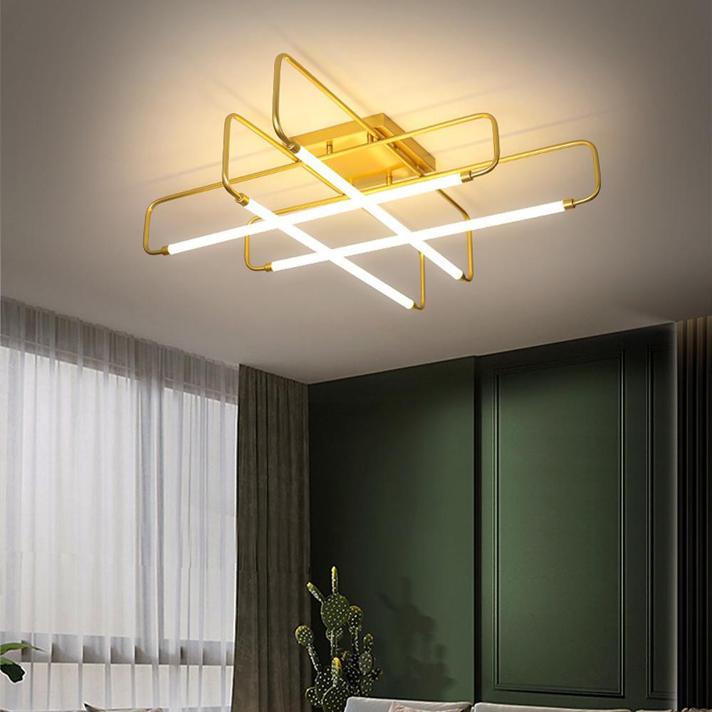 Geometric Lantern Dimmable LED Modern Ceiling Light Flush Mount Lighting