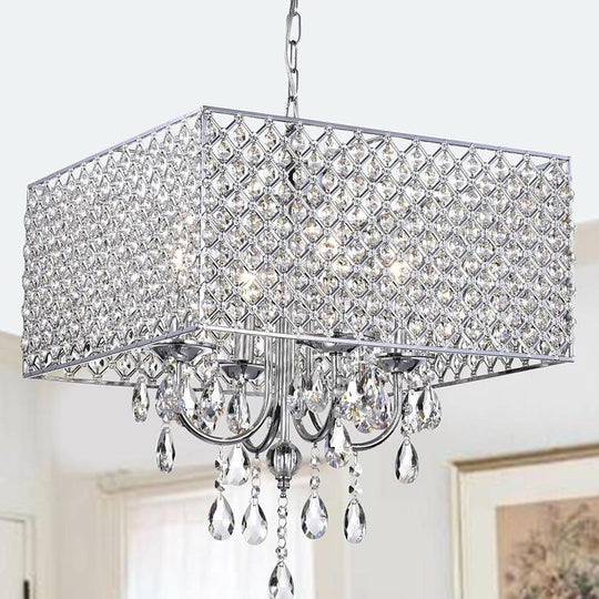 Square Electroplated Metal Glass LED Nordic Chandelier Pendant Light