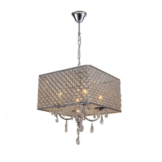 Square Electroplated Metal Glass LED Nordic Chandelier Pendant Light
