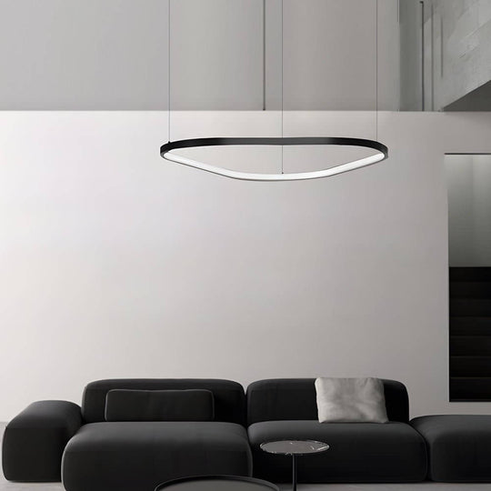Black Triangle Ring LED Chandelier – 1/2/3 Light Options