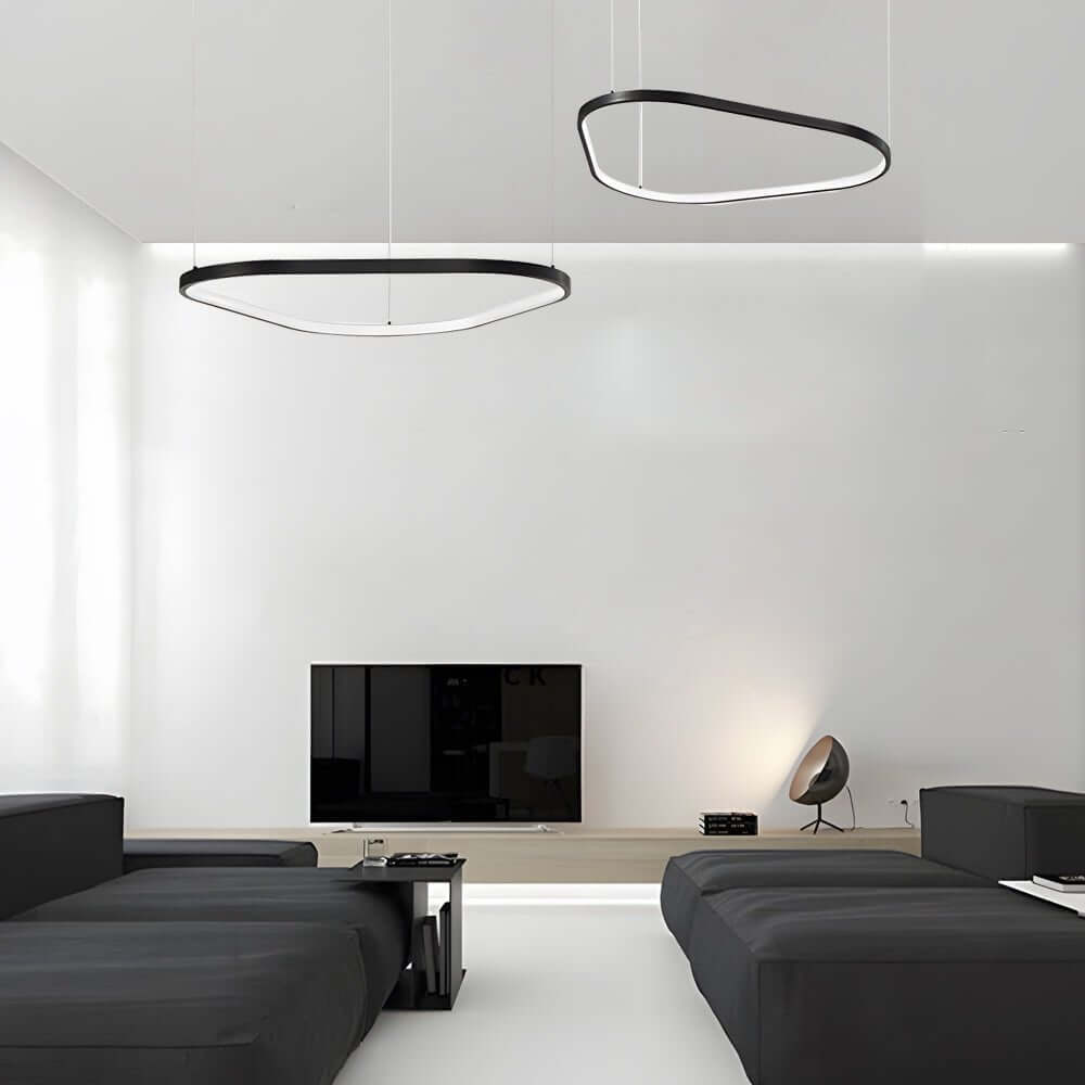 Black Triangle Ring LED Chandelier – 1/2/3 Light Options