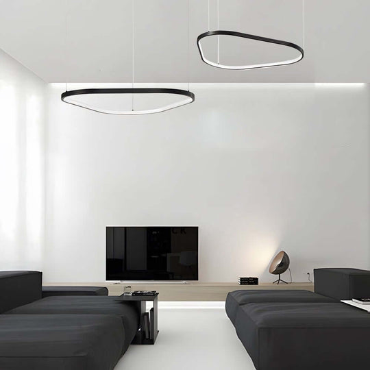 Black Triangle Ring LED Chandelier – 1/2/3 Light Options