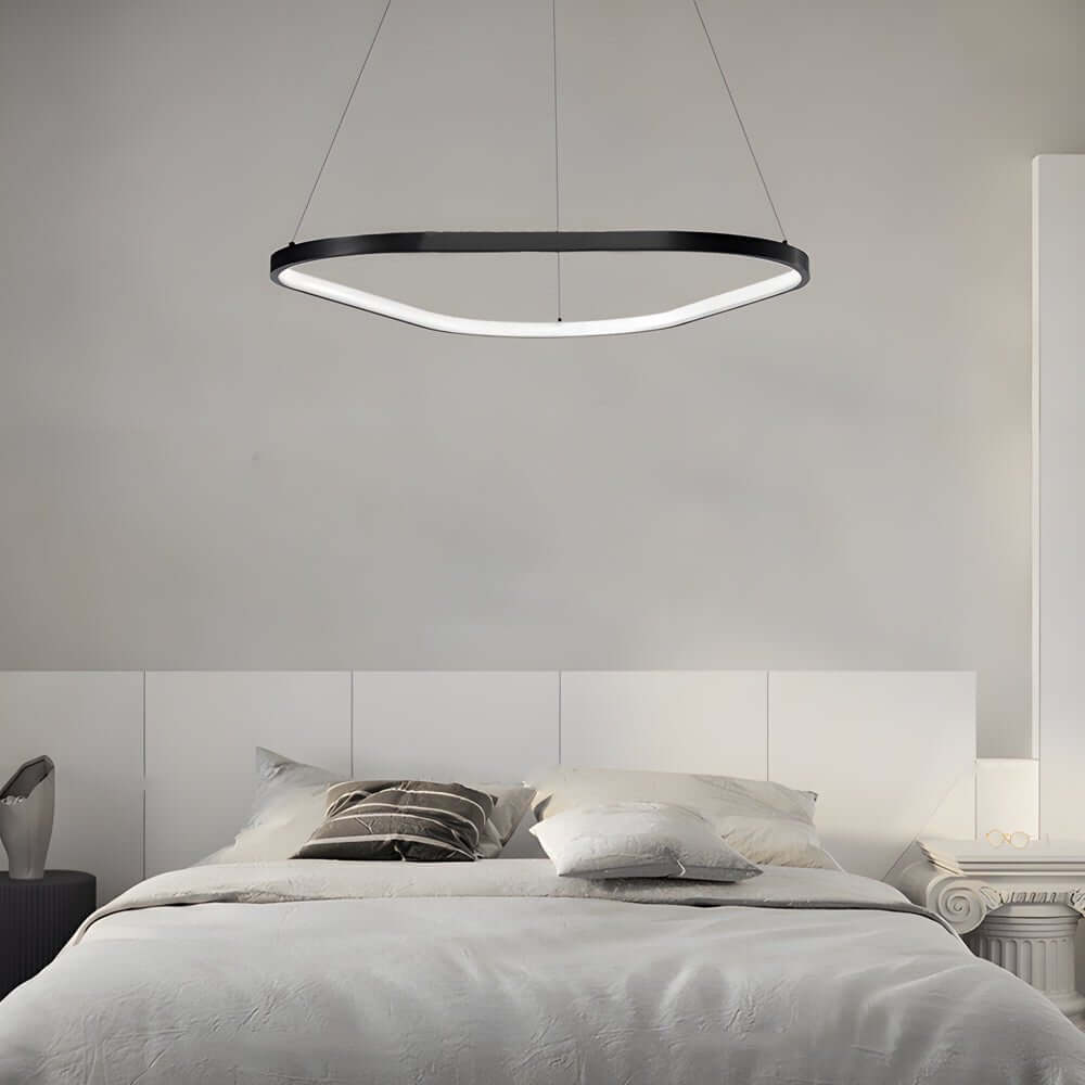 Black Triangle Ring LED Chandelier – 1/2/3 Light Options
