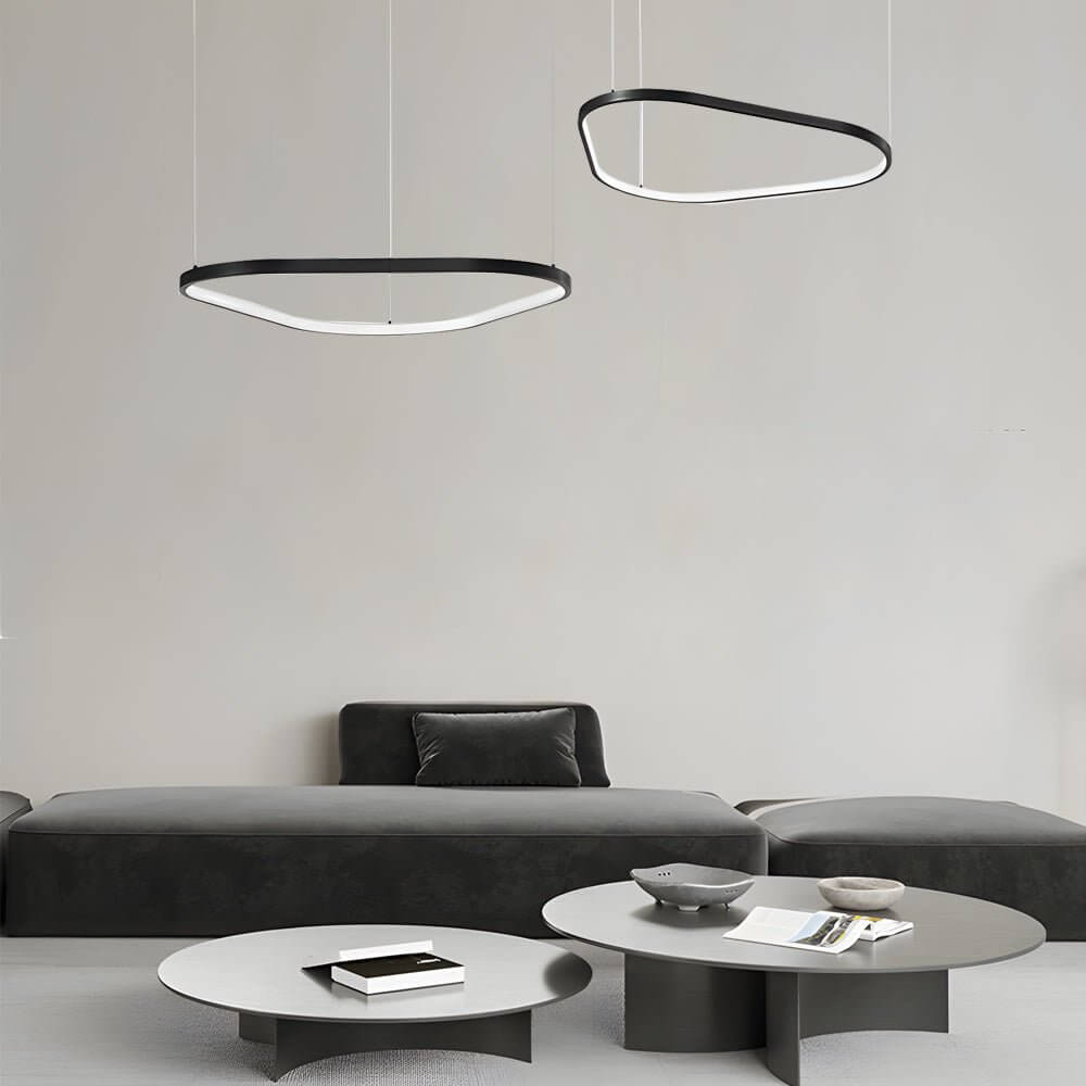 Black Triangle Ring LED Chandelier – 1/2/3 Light Options