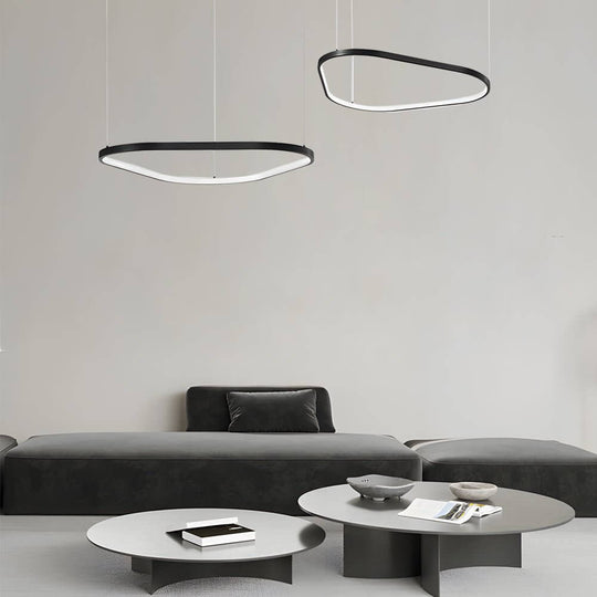 Black Triangle Ring LED Chandelier – 1/2/3 Light Options