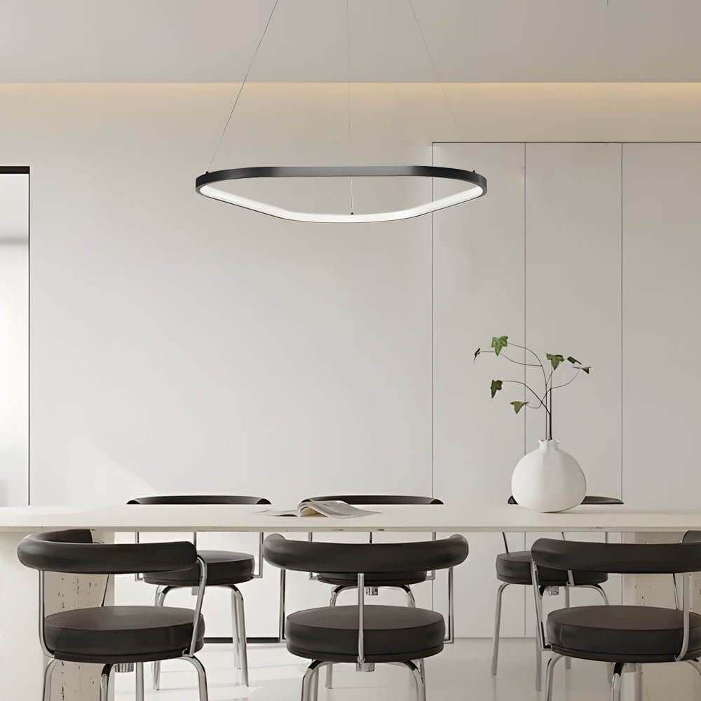 Black Triangle Ring LED Chandelier – 1/2/3 Light Options