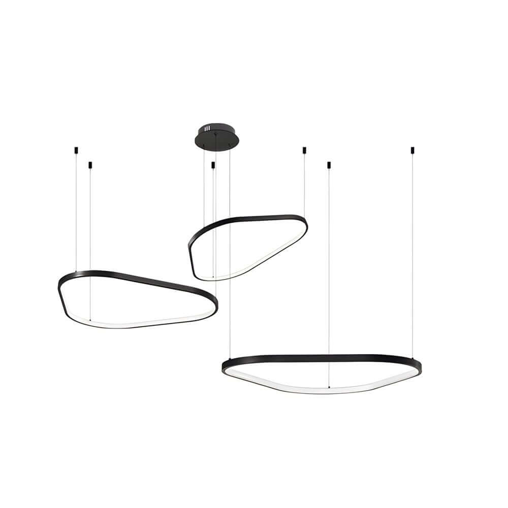 Black Triangle Ring LED Chandelier – 1/2/3 Light Options