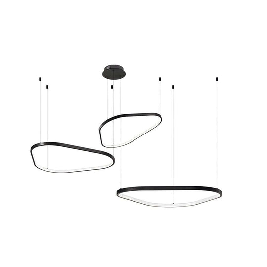 Black Triangle Ring LED Chandelier – 1/2/3 Light Options