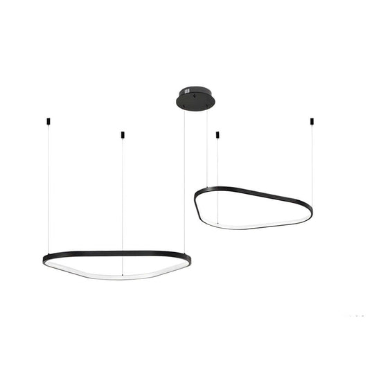 Black Triangle Ring LED Chandelier – 1/2/3 Light Options