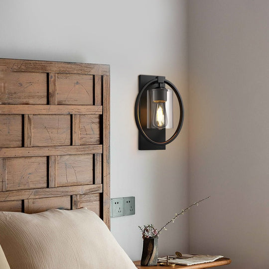 Black Industrial Tungsten Bulb Bathroom Wall Sconce