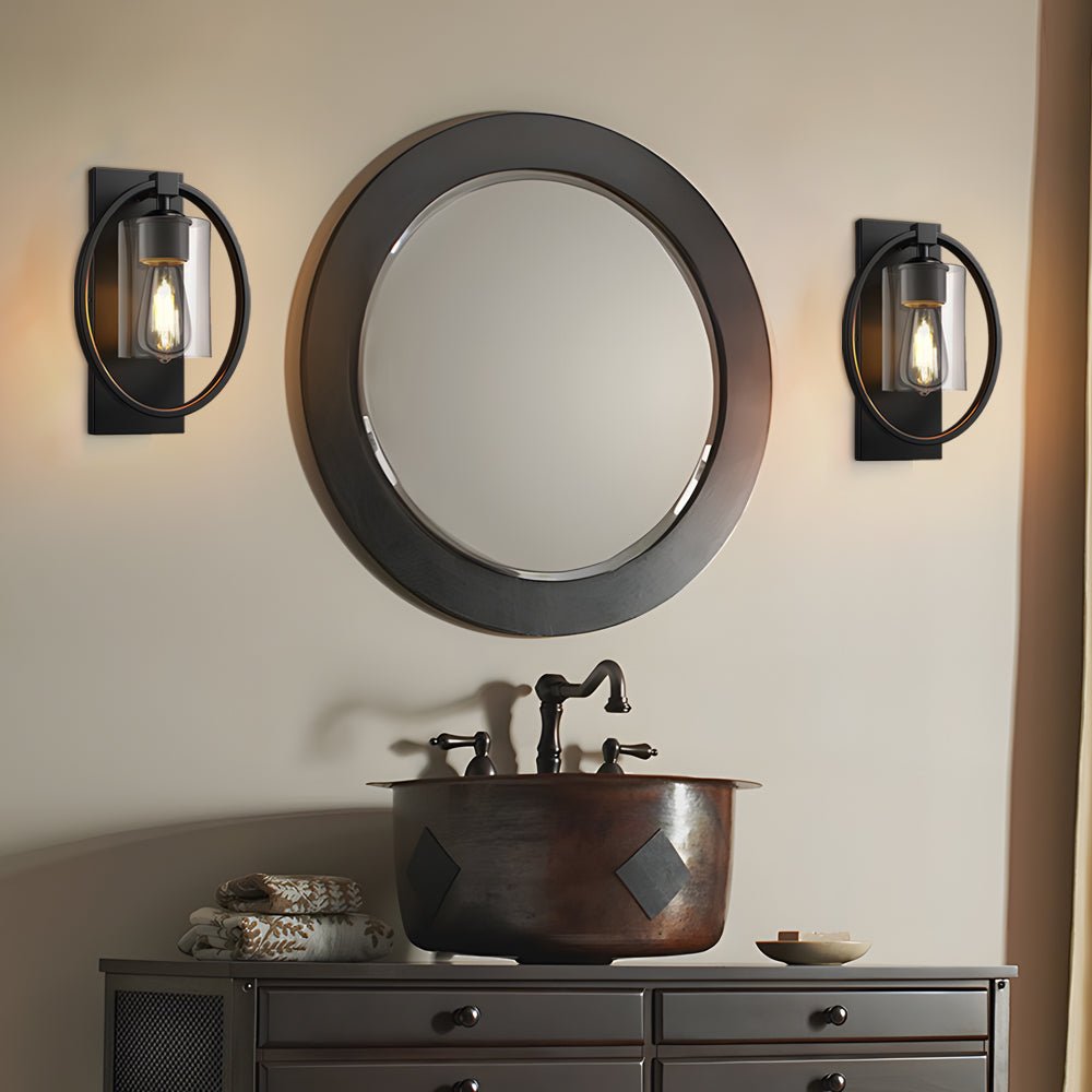 Black Industrial Tungsten Bulb Bathroom Wall Sconce