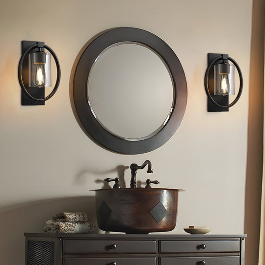 Black Industrial Tungsten Bulb Bathroom Wall Sconce
