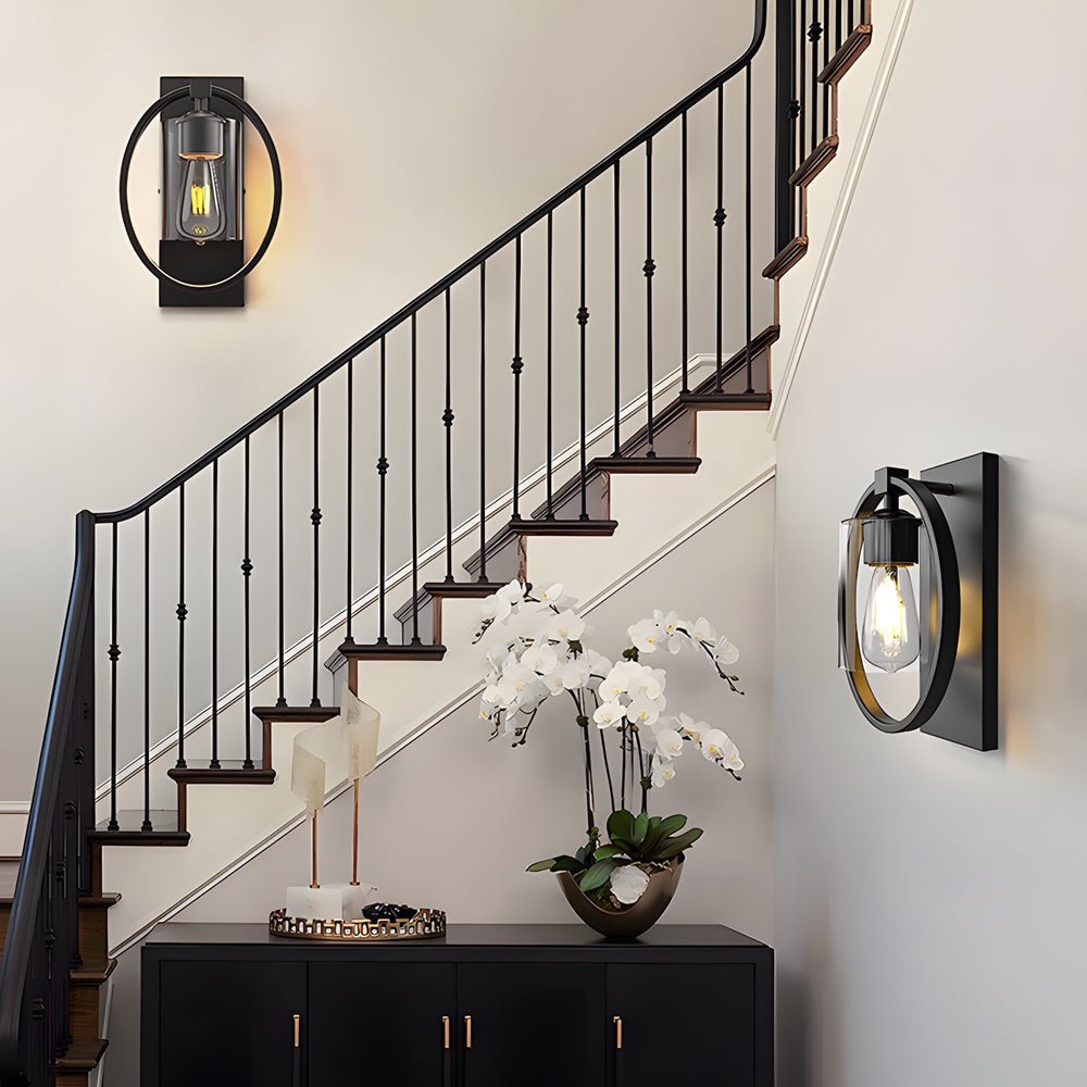Black Industrial Tungsten Bulb Bathroom Wall Sconce