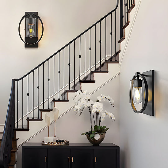 Black Industrial Tungsten Bulb Bathroom Wall Sconce