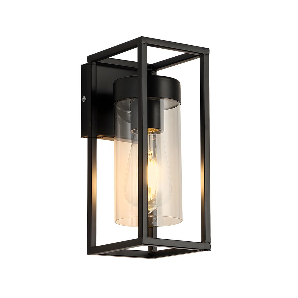 Black Iron Frame Retro Glass Cover Industrial Wall Sconce
