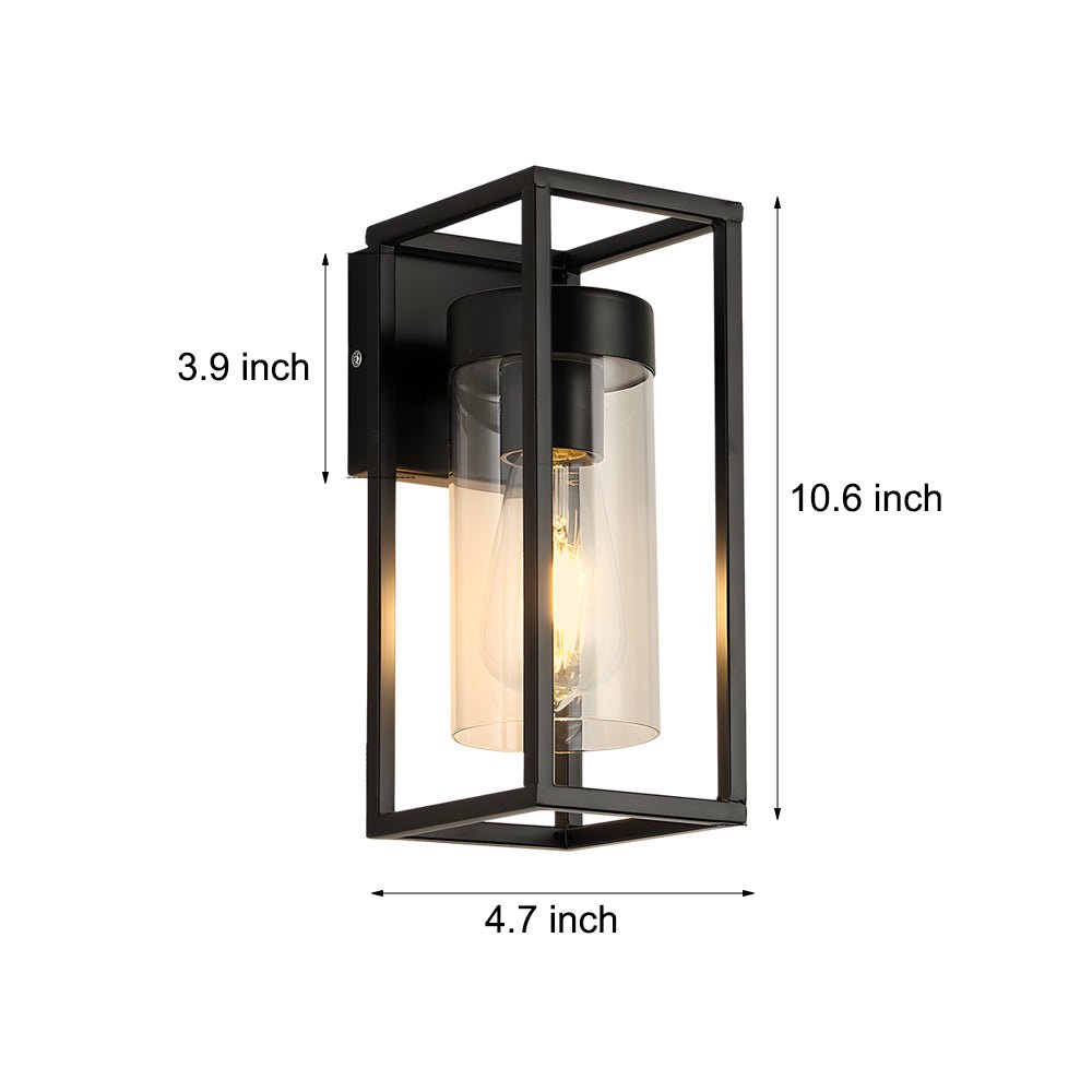Black Iron Frame Retro Glass Cover Industrial Wall Sconce