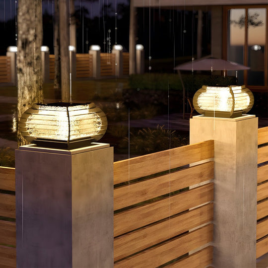 Black Lattice Hardwired/Solar Outdoor Post Pier Mount Light