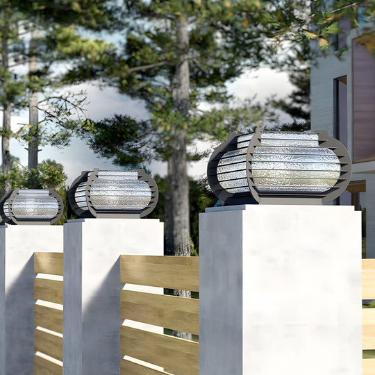 Black Lattice Hardwired/Solar Outdoor Post Pier Mount Light