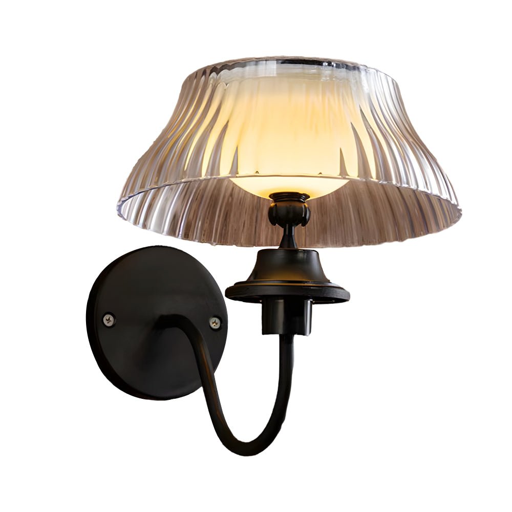 Black Metallic Arm Solar Outdoor Wall Light with Adjustable Shade