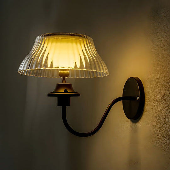 Black Metallic Arm Solar Outdoor Wall Light with Adjustable Shade