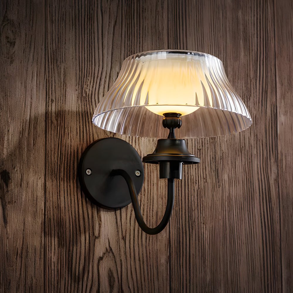 Black Metallic Arm Solar Outdoor Wall Light with Adjustable Shade
