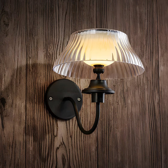 Black Metallic Arm Solar Outdoor Wall Light with Adjustable Shade