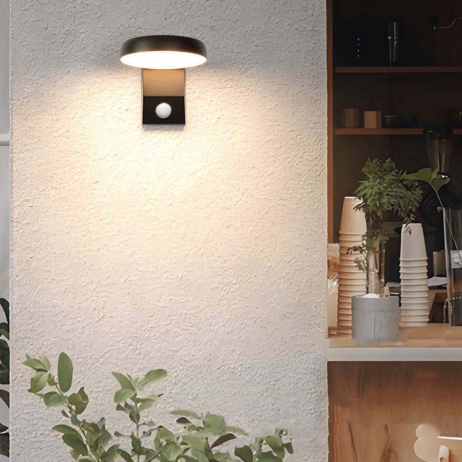 Black Motion Sensor Outdoor Wall Light Rotatable