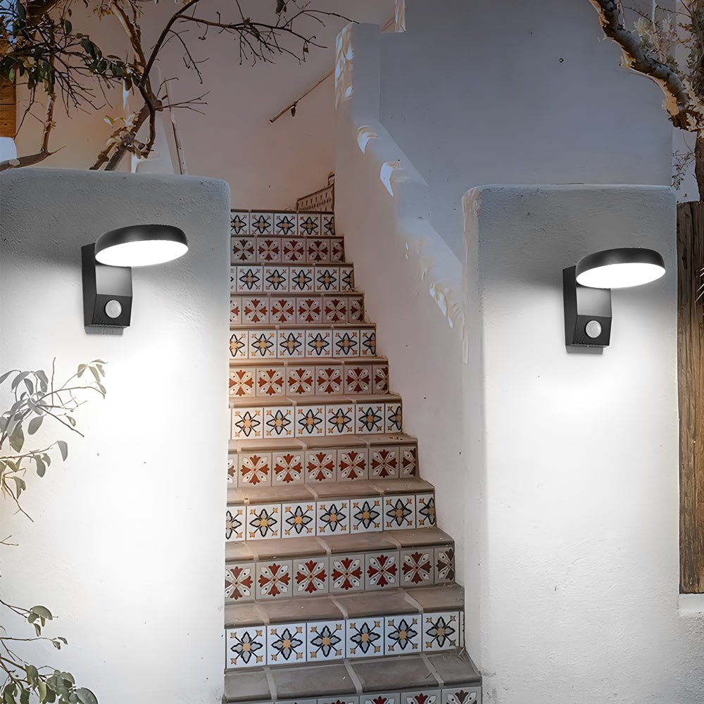 Black Motion Sensor Outdoor Wall Light Rotatable
