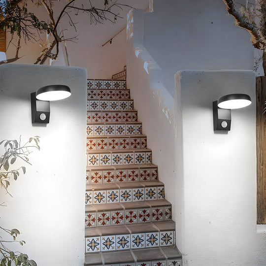 Black Motion Sensor Outdoor Wall Light Rotatable