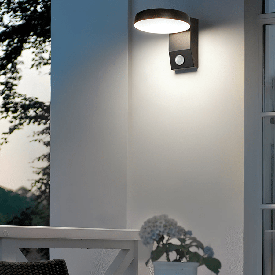Black Motion Sensor Outdoor Wall Light Rotatable