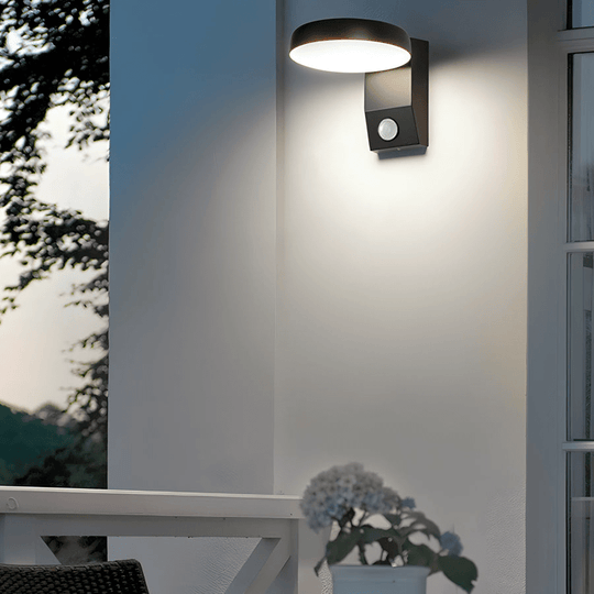 Black Motion Sensor Outdoor Wall Light Rotatable