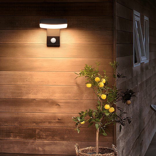 Black Motion Sensor Outdoor Wall Light Rotatable
