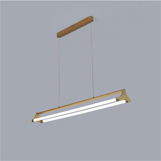 Double LED Bar Lights Gold Metal Dimmable Pendant Light