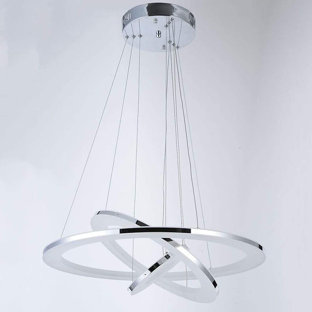 Adjustable LED 3 Ring Chandelier Modern 24" Hanging Ceiling Light