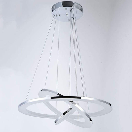 Adjustable LED 3 Ring Chandelier Modern 24" Hanging Ceiling Light