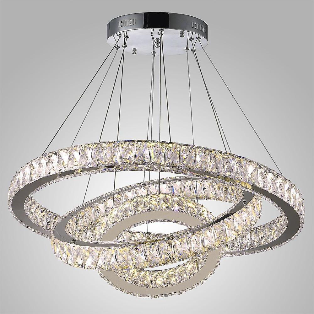 Interwoven Circle Crystal LED Chandelier with Dimmable Rings