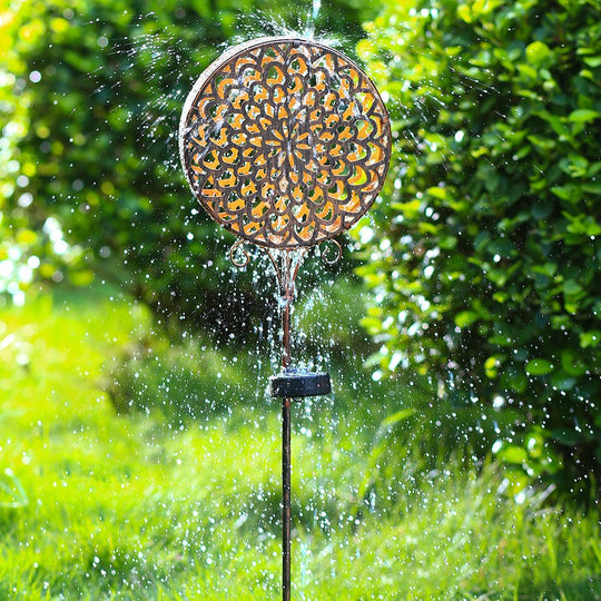 Bohemian Solar Hollow Drum Light LED Metal Outdoor Garden Lamp