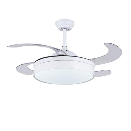 Nordic Round Drum LED Retractable Ceiling Fan in 15 or 19 Inch
