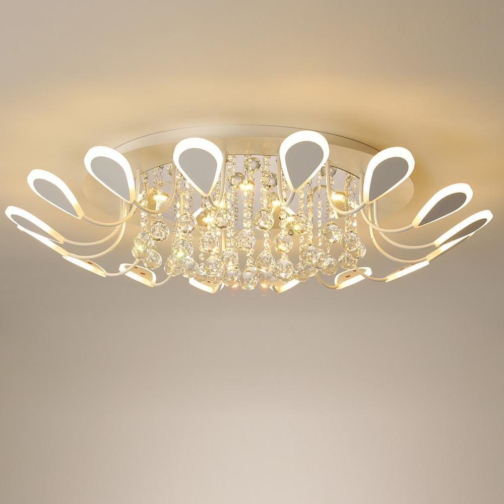 Flower Shaped Dimmable LED Crystal Flush Mount Ceiling Light