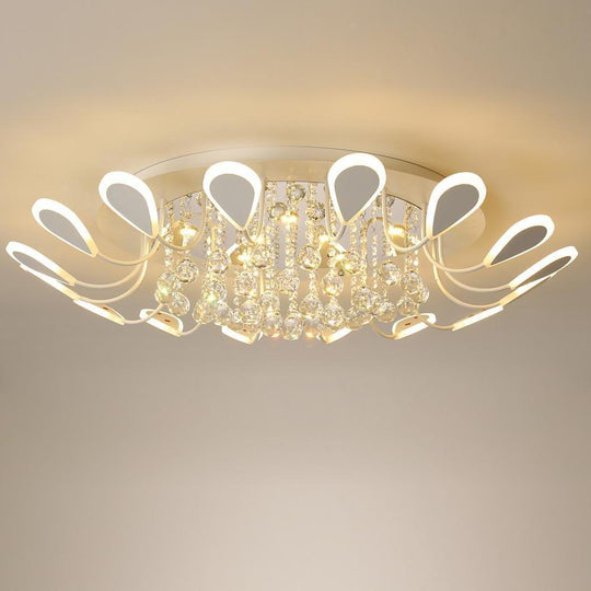 Flower Shaped Dimmable LED Crystal Flush Mount Ceiling Light