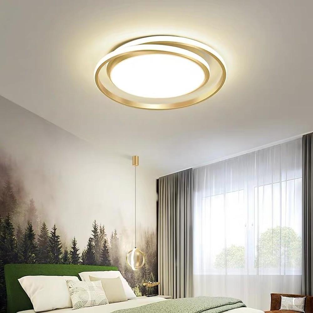 Creative Circular LED Modern Black Gold Flush Mount Ceiling Light