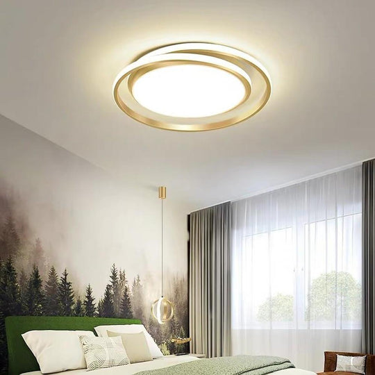 Creative Circular LED Modern Black Gold Flush Mount Ceiling Light