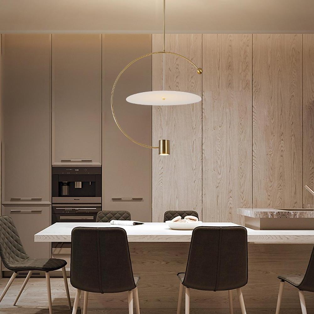 Electroplated Metal Semi-Circular LED Gold Nordic Pendant Light