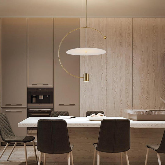 Electroplated Metal Semi-Circular LED Gold Nordic Pendant Light