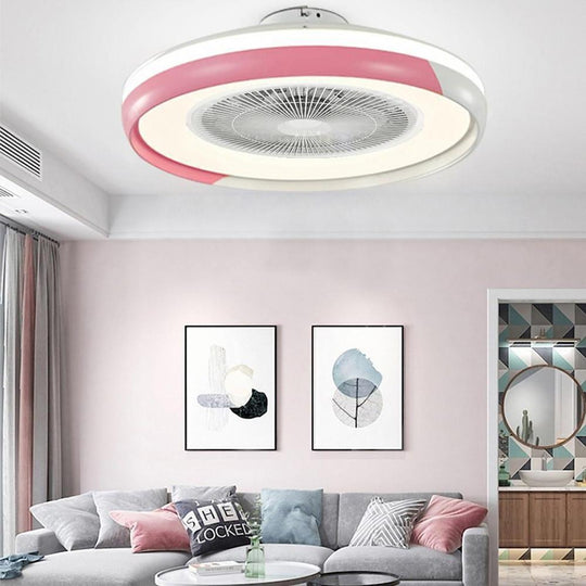 Circular Dimmable Bladeless Ceiling Fan with LED Light
